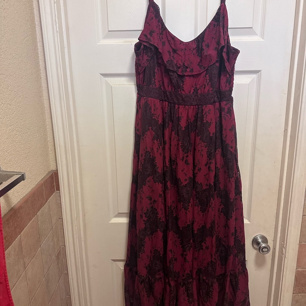 Torrid Maxi Two Tone Lace Tiered Hem Dress